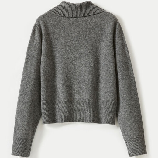 Jinju Thick 100% Sheep Wool Autumn and Winter New Lapel Cardigan Sweater Jacket Women's Cardigan Gray L