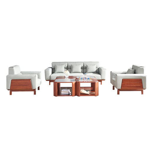 光明实木沙发现代简约软包沙发客厅楸木沙发 3894 1+1+3组合