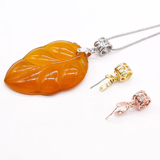 Chiqing boutique 18k gold jade buckle 925 silver plated melon seed buckle long needle jade pendant clip buckle diy jade plated 24K pt950 platinum gold (C137 style)