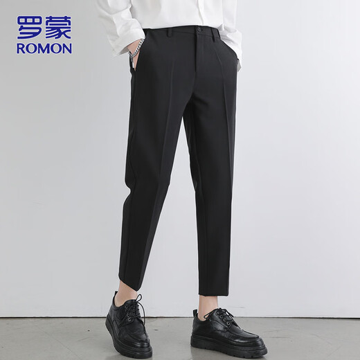 
ROMON casual pants men's pants summer high-end pinch pants men's business trousers black 32