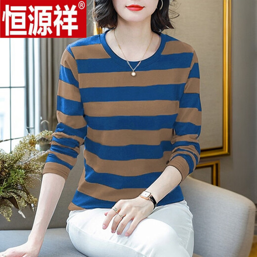 Hengyuanxiang Pure Cotton Fot Fot Fort для женской осенней одежды свободная базовая рубашка Осенняя одежда Мать среднего возраста и пожилые люди 2025 Новый топ-серый синий 655 4xl [предполагает 160 ~ 180 дюйма [Джин равняется 0,5 кг]]]]