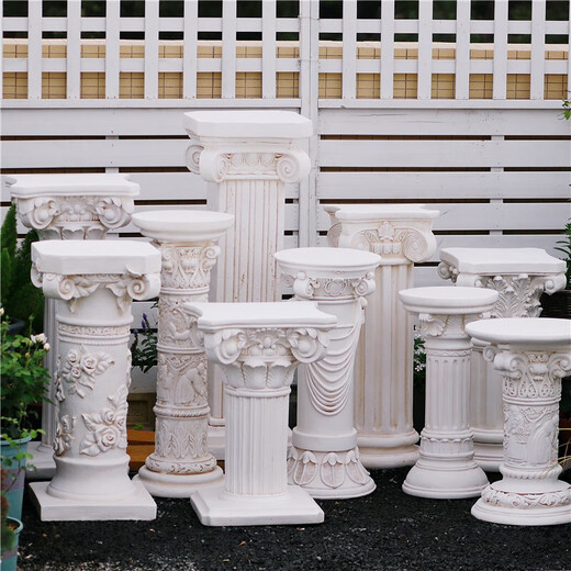 Wen Yijia Custom European Roman Decoration Decoration Ornament Villa Garden Patio de la boda Tabla de boda Soporte de flores de flores al aire libre 1047 RETRO White Roman Columna