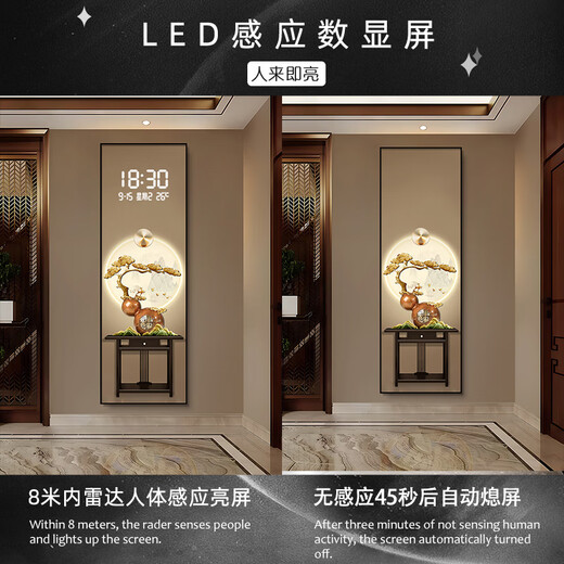 铭汇通艺术挂钟轻奢现代带日历温度钟表挂钟客厅玄关装饰画2025年新款电 BY3527 260*180公分(默认黑框，需要金框