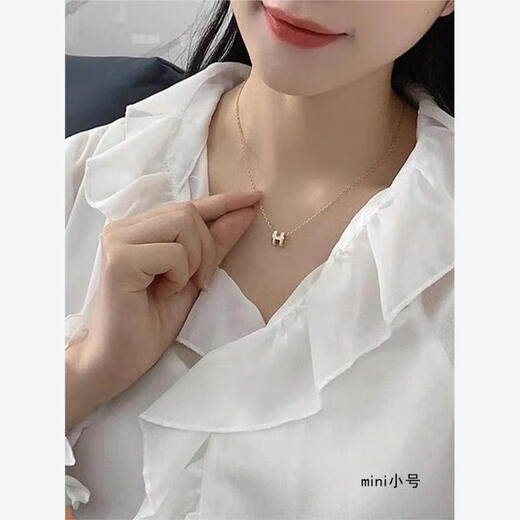 Only double love horse classic h letter necklace enamel pendant 18k rose gold couple mini light luxury clavicle chain exquisite white rose gold large size