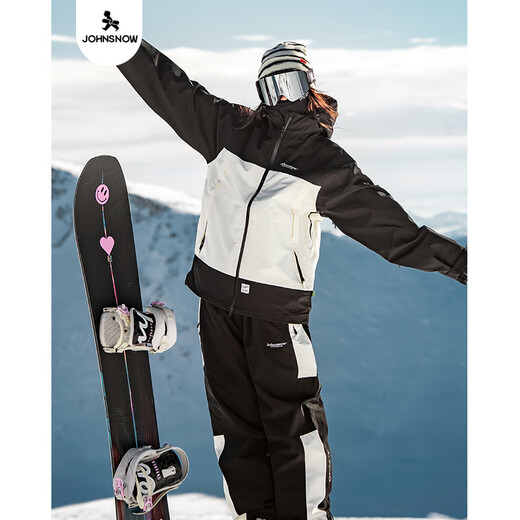 John Snow Ski -Anzug koreanische Version Single und Doppelbrett Männlich und weiblich gleiche Style Paaranzug Außenerd und warm Dupont Baumwolle Schwarz Puntu Cloud Grey L.