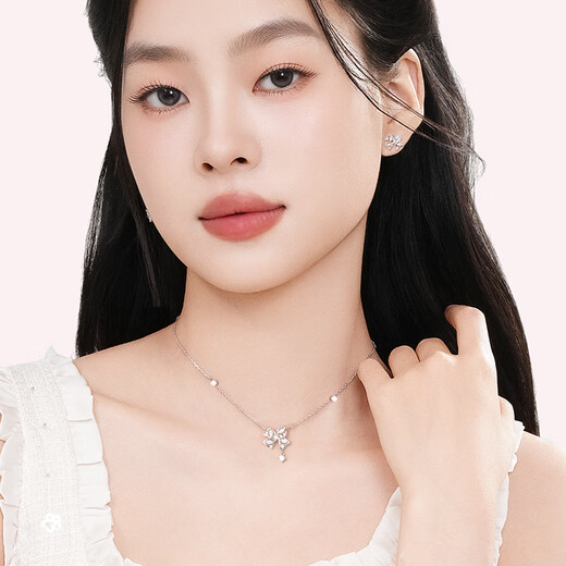 Fanci Fan Qi Flower Necklace Silver Bow Birthday Light Luxury High-end Gift for Girlfriend Flower Necklace