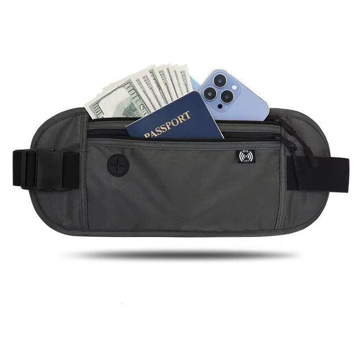 Ying Ni anti-theft waist bag abroad multi-functional invisible European travel for men and women universal passport bag anti-theft wallet gray