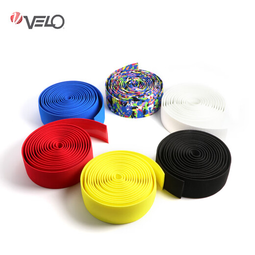 VELO road handlebar with sweat-absorbent bicycle hand strap with non-slip silicone pad bicycle accessories 1011SG white (LOGO imprinted)