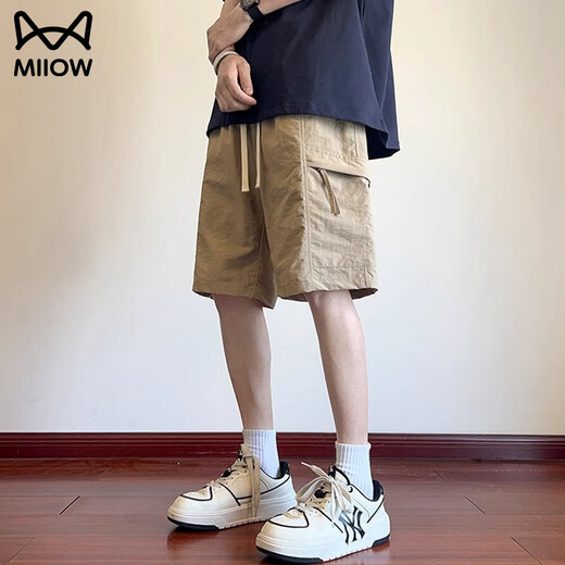 
Cat artificial shorts men's summer 2025 new ice silk cool casual straight pants men's trendy versatile five-point pants DK701 khaki M