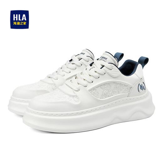 HaiLan Home HLA men's shoes trendy embossed heightened casual shoes versatile thick sole shoes HAABXM1EAP039 white and blue 42