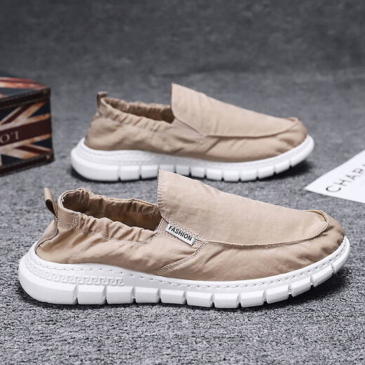 Cloth shoes men's canvas shoes comfortable, lightweight, wear-resistant, non-slip, waterproof, soft sole old Beijing one foot, lazy people, gray 881 recommended to take a larger size 39