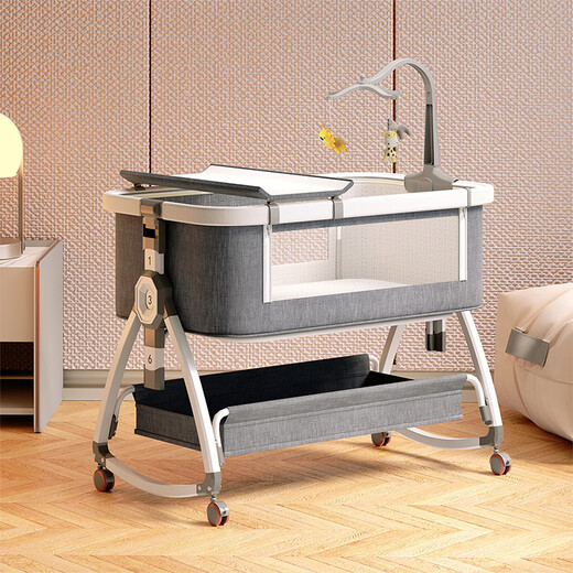 Babyalan nouveau-né cotage portable pliable berceau mobile d'épissage lit de lit de lit de lit bébé couches de couches de couches de hauteur de hauteur Tuya-mattreuse + panier de rangement + net moustique (LMA)