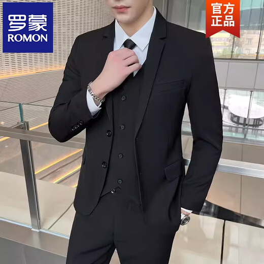 ROMON Casual Suit Men's Slim Business Professional Formal Korean Groomsmen's Dress Groom's Suit Jacket Two-button Suit L (105-115Jin Jin equals 0.5kg)