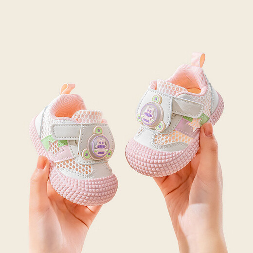 Keno Fukino Summer Single Net Sandals zapatos para niños pequeños Zapatos de interior para niños Baby's Baby and Girls 'Baby Anti-Slip Soft Sole Funcional Zapatos Baby Shoes K0305 Pink [Summer Single Net] 18 Longitud interna de 13.3 pies de longitud aproximadamente 12.4-12.8