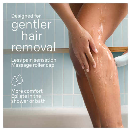 BRAUN women's epilator, wet and dry use, cleaning micro-short hair, massage roller to reduce pain