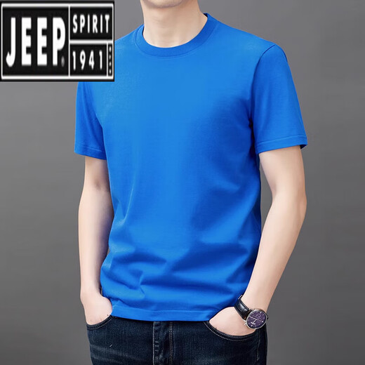 吉普（JEEP）纯棉短袖t恤男士夏季薄款时尚简约纯色上衣潮流休闲体恤衫男T 9929咖啡色 M 165【90-110斤】