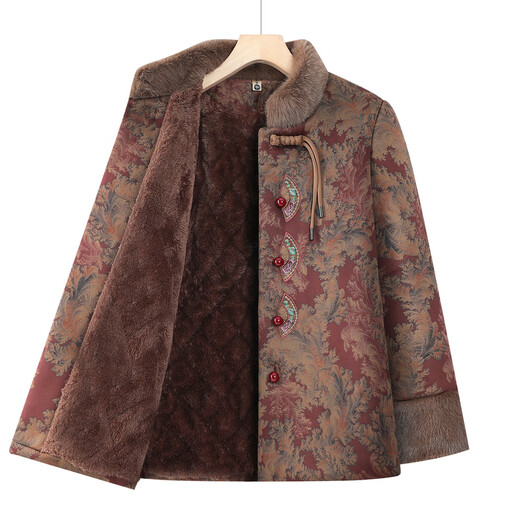 Fengxiao middle-aged and elderly women's clothing grandma's clothing autumn and winter plus velvet thickening foreign style mother's fashion coat the elderly winter cotton coat