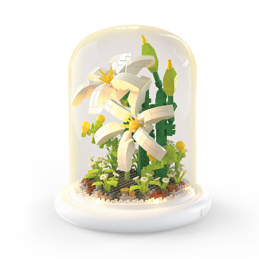 Jihui kompatible Pelletbaugruppe Bausteine ​​Rose Pflanze Immortal Blumen Desktop Oramentlampe Bildungsgeburtstagsgeschenk Spielzeug M1098 Tulpen (Laterne Halter + Farbbox