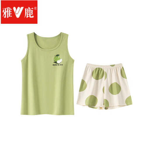 Juego de pijamas sin mangas para mujeres yalu Traje para el hogar de la casa de la casa de la casa de los casas de gran tamaño de algodón de algodón delgado OZM B1105 L (sugerido 95-115Jin [Jin es igual a 0.5 kg])