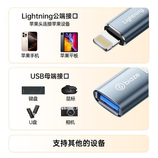 Biyazi Apple OTG Adapter Data Cable Lightning для USB -преобразователя iPhone планшет IPAD Внешний USB -диск мобильный клавиатура чтения карты карты карты камеры камеры