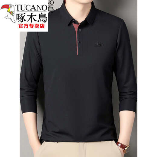 Holzspecker (Tucano) Langarmed T-Shirt für Herrenfrührungen und Herbst Dünn mit mittlerem Alter reinen Baumwoll-Revers-T-Shirt Top Basis Polo-Hemd Neue Produkt 6625 Bohnengrün M 165 Vorschläge 95-115jin [Jin gleich 0,5 kg]