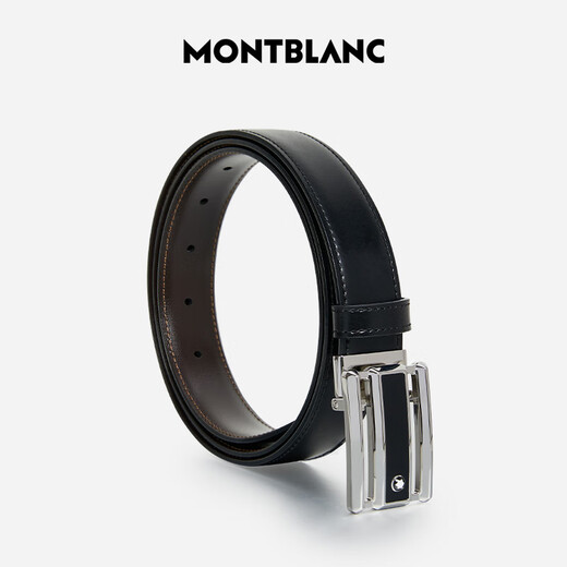 Montblanc Montblanc Placa rectangular Hebilla Hollow Hollow Black/Brown Cinturón de doble cara 3CM 114423 Regalos para el Día de San Valentín chino