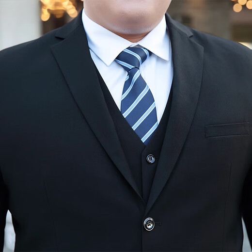 Fanqi Teenager High School Student Dress Suit Uniforme grande taille Suisse pour hommes plus gras plus gros costume d'affaires à double bouton bleu marine (costume + pantalon + chemise + cheval 10xl 225: 290-310jin [Jin est égal à 0,5 kg]
