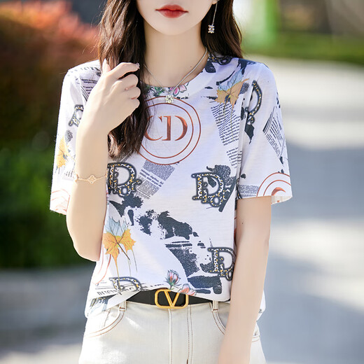HMRSV Mulberry Silk Camiseta de manga corta para mujeres 2025 Summer Nuevo diseño informal y de moda