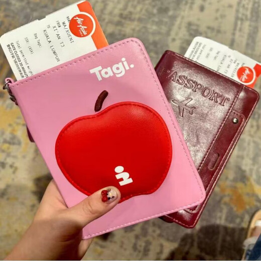 tagi护照夹珍珠牛仔流苏旅行护照夹收纳包礼物证件卡包 粉色 送礼盒
