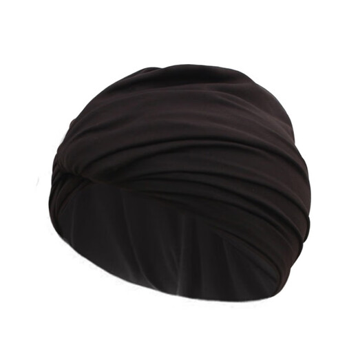 Sanqihu swimming cap for women with long hair, special for not tying the head, cute Japanese face-showing small enlarged head circumference, black trendy fabric, enlarged black cap + earplugs and nose clip set