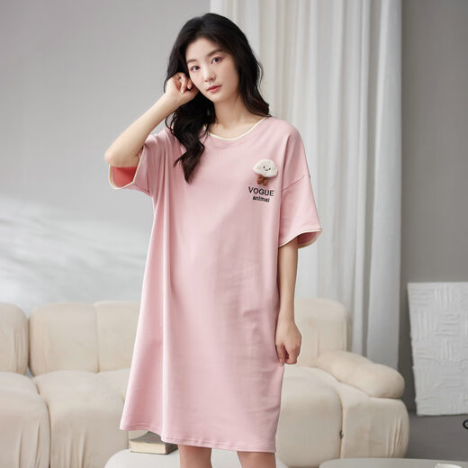 Cat Man (MiiOW) nightgown pajamas for women in summer pure cotton-free bra large size with breast pads to wear outside home clothes 2025 new style 702 XL Recommended weight 120-140Jin [Jin equals 0.5 kg]