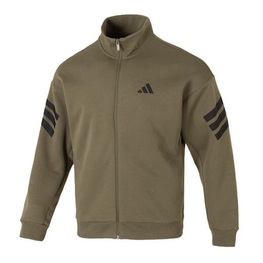 阿迪达斯 （adidas）外套男装2025春秋季新款运动服针织立领男士上衣夹克JD4885 JD4887橄榄绿 L