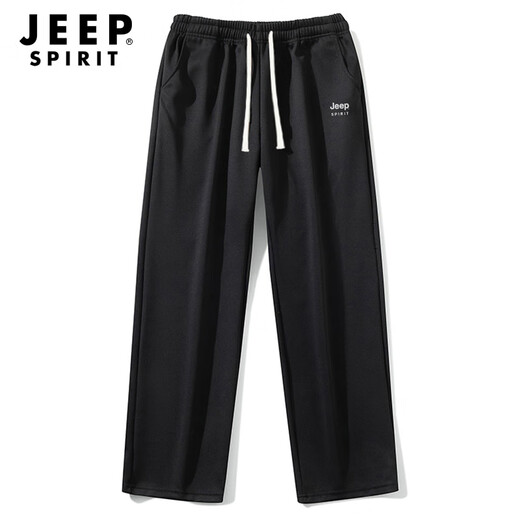 JEEP SPIRIT运动裤男夏季薄款裤子男百搭宽松透气直筒休闲裤男 黑色XL