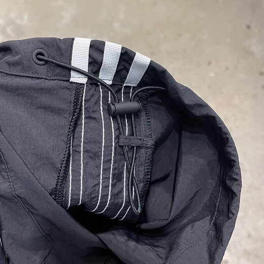 阿迪达斯 （adidas）三叶草男裤2025春季新款梭织运动裤时尚宽松休闲舒适透气直筒长裤 JW9896黑色裤脚可收口 L