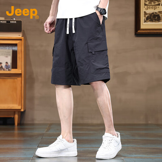 JEEP Ice Silk Thin High-end Cargo Shorts Men's 2025 Summer Loose Casual Pants Men's Five-Point Medium Pants Men
