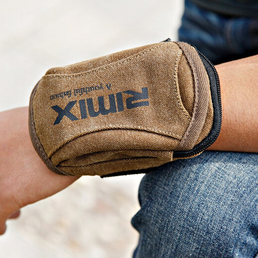RIMIX waist bag, wrist bag, arm bag, mobile phone bag, waist bag, hanging bag, men's and women's sports bag, canvas mobile phone arm bag, military green, small size - suitable for mobile phones within 4.3 inches