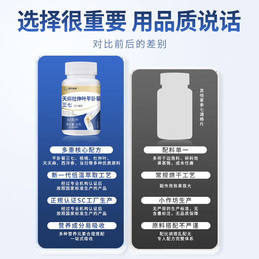 Beijing Tongren Tianma SANQI Tongluo Tabletas Gastrodia Eucommia Ulmoides Hoja acostada sobre el jugoso crisantemo Danqi Tongluo Tabletas Angelica cintura y dolor de rodilla, 480 tabletas siempre se preparan (ambas fortalecen el cuerpo y se preocupan por la salud)