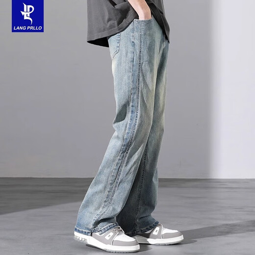 Coton Black Jeans Brand Trendy Brand Loose Loose Rétéraire 2025 Spring New American High Street Spring and Automne Casual Long Long Long 9901 Black régulier XL Taille