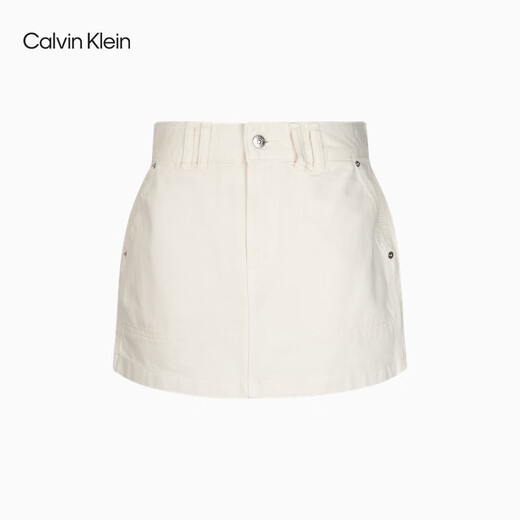 Calvin KleinJeans 25 spring and summer new women's trendy retro sexy hot girl ck cotton A-line denim skirt 47B728G RG3-denim white XS 26