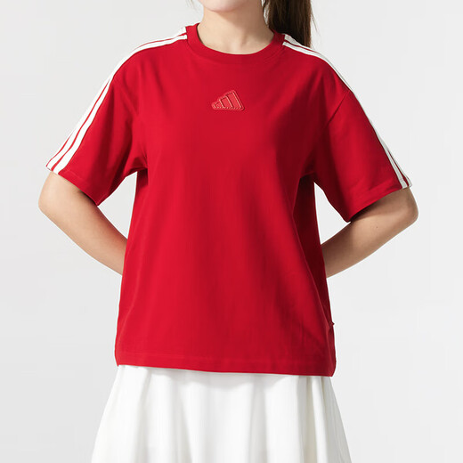 Adidas Frauensportanzug 25 Sommer neue dreistreifen lässige Kurzärmer-T-Shirt Lose Fünfviertel Hosen Shorts zweiteiliger JM8836+JY8574 XL