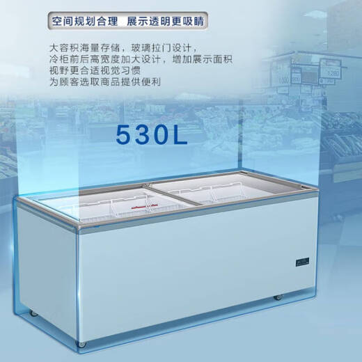 海尔（Haier）719升商用大容量雪糕柜海鲜冷冻柜汤圆速冻柜生鲜冷藏柜蛋糕奶茶店保鲜柜玻璃门岛柜 SC/SD-719HE 719L