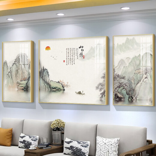 
New Chinese style living room decoration paintings simple and atmospheric sofa background wall soft furnishings office landscape hanging paintings TXMG4866 100*70cm in the middle / about 50*70cm for 3