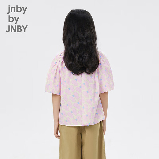 jnby by JNBY江南布衣童装春夏衬衫蝴蝶结花苞短袖抽褶可爱女童儿童1N3212470 690杂粉 120 cm