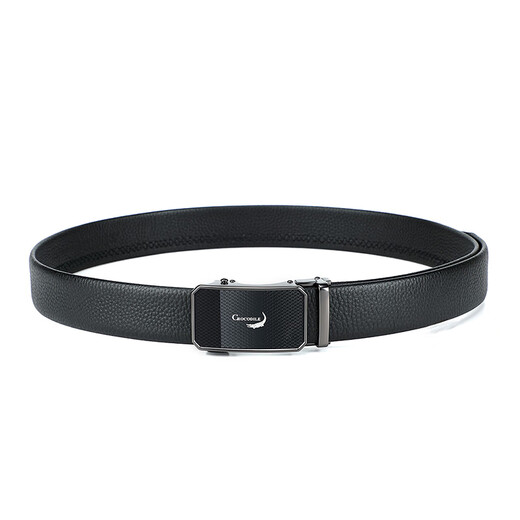 Crocodile shirt fashionable youth front layer cowhide belt men's automatic buckle belt birthday gift boy T3889 black
