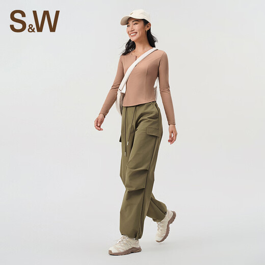 S&W Suwei Sports Long Sleeve Autumn and Winter Yoga Wear Pilates Fitness Training Wear Sports Top Elastic Slim Fit Women's Dark Black XL