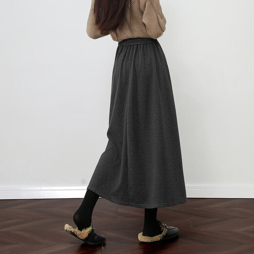 Demana Hepburn Skirt Winter Quiet Luxury Style Commuting Elastic Waist A-Line Covering Flesh Good Matching Skirt Women's Mid-Length Style