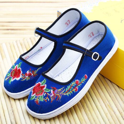 Reine handgefertigte tausendschichtige alleinige alte Peking-Stoffschuhe Frauen gestickte Schuhe Frühling und Herbst Mutterschuhe Quadratmund Mund-LOLED Old Man Schuhe Oma Schuhe [reiner Stoff Einzeltausend-Schicht-Sohle] Granatapfelblumen Big Red 37