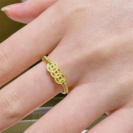 Huang Yuchen Lao Fenghuang Gold Store K sand-plated gold ring simulated gold, gold, five emperors, copper coins, when gathering wealth and keeping money, the mouth can be adjusted