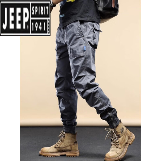 吉普（JEEP）休闲裤男士秋季潮牌帅气运动束脚裤新款户外工装长裤子男 JP679-黑色 36 【建议170-180斤】