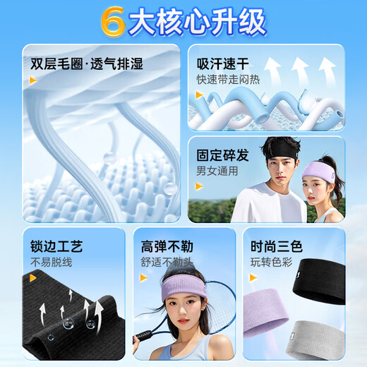 Li Ning sports headband men and women sweat-absorbing headband anti-sweat belt running sweat guide basketball sweat turban wear wide headband
